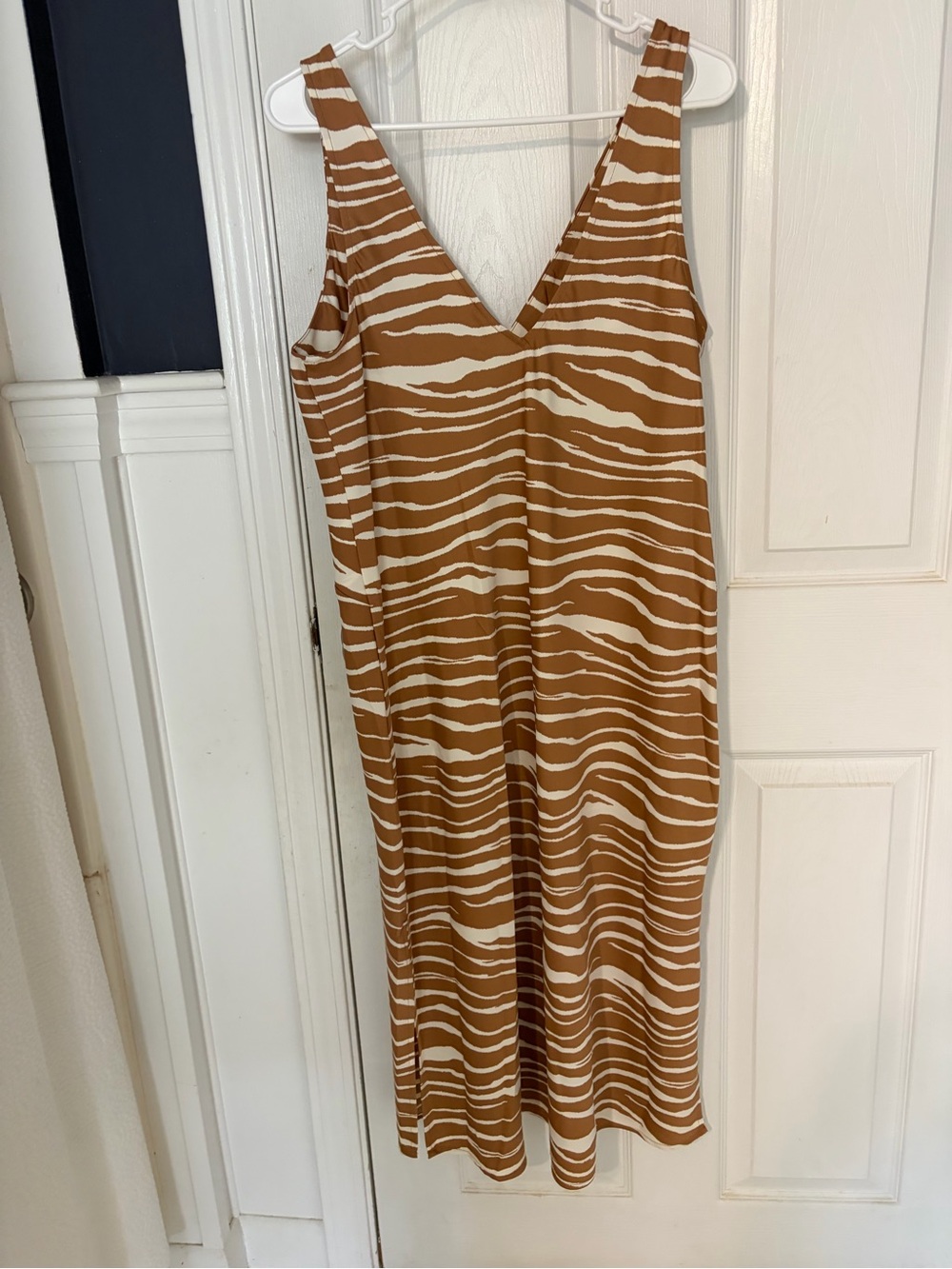 a new day Brown and Cream Zebra-Print V-Neck Midi Dress